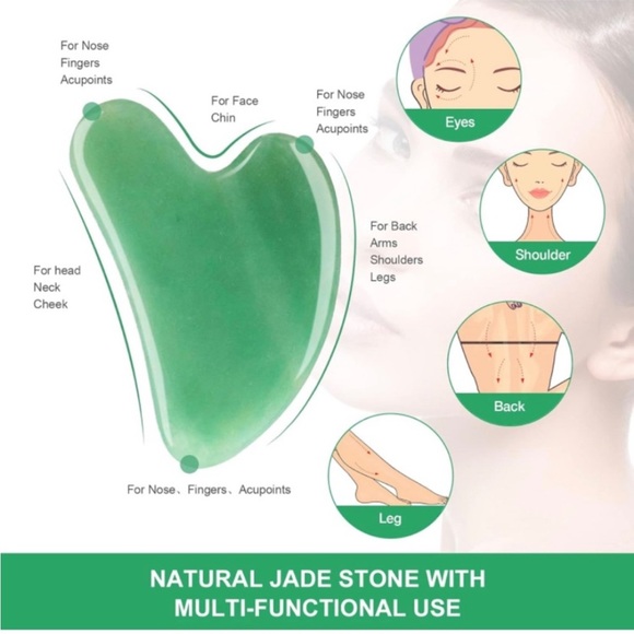 Rena Chris Green Jade Gua Sha Facial Tool, NEW - Picture 3 of 9